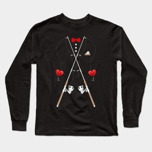 Hearts Bow Tie & Suspenders Valentines Day Costume Fishing Long Sleeve T-Shirt